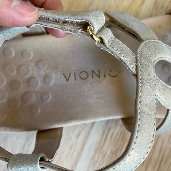 Vionic Metallic Creme Comfy Orthotic Jodie Backstrap Sandals Womens Size 10 - Picture 8 of 9